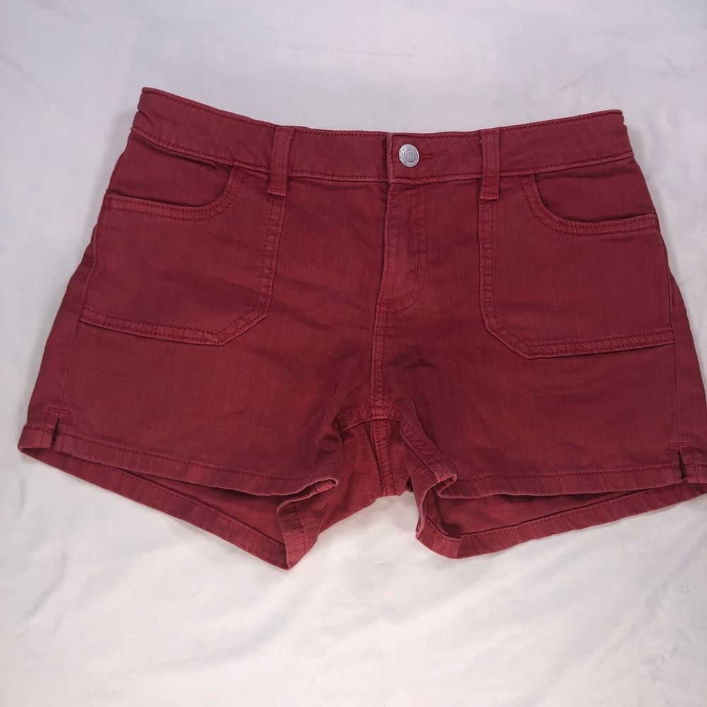 SO Red Stretch Denim Shorts Size‎ 16 Girls Casual Front Patch Pockets RN73277